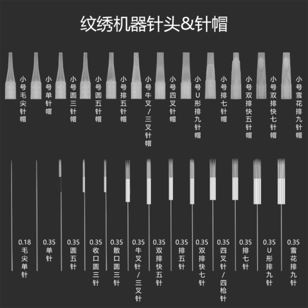 半抛纹绣机器针片0.35漂唇三圆针纹绣眉机器针半抛针帽纹绣辅助品
