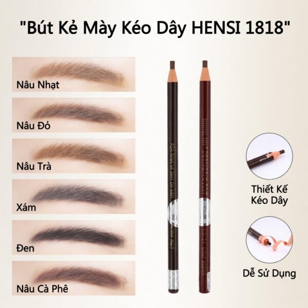 Bút Kẻ Mày Kéo Dây HENSI 1818 6 Màu - Chống Nước Không Dễ Lem