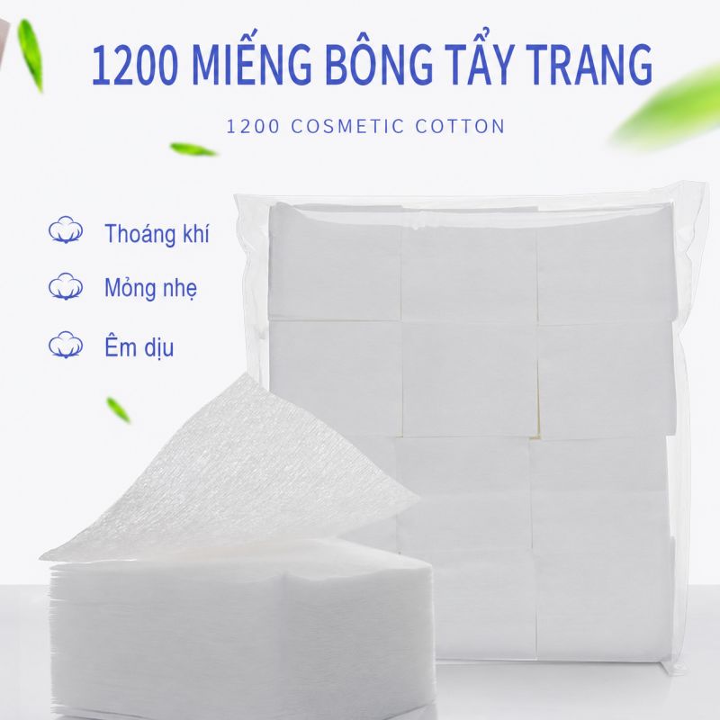 主图1 1200 Miếng Bông Tẩy Trang Cao Cấp - Thoáng Khí Mỏng Nhẹ - Image 1
