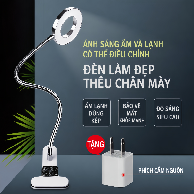 主图1 Đèn LED Kẹp Bàn Cao Cấp 7W/5W - Ánh Sáng Lạnh Ấm 2 Chế Độ - 图片 1