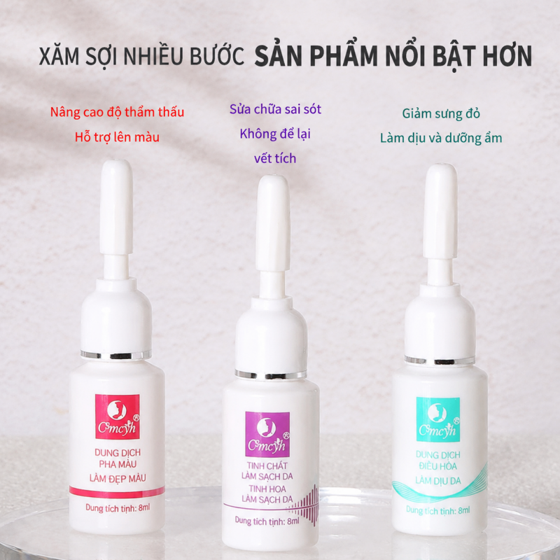 主图1 Bộ 3 Dung Dịch Chăm Sóc Sau Xăm Cao Cấp Cmcyh - Pha Màu, Làm Sạch & Dịu Da - Image 1