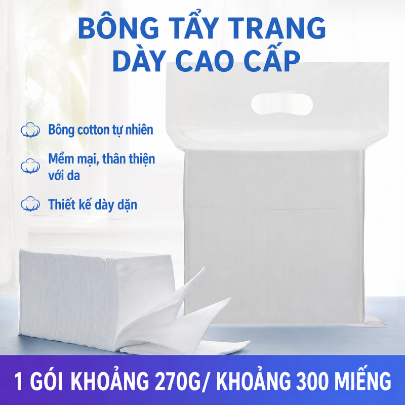主图1 Bông Tẩy Trang Cao Cấp Thicker Makeup Cotton Pad - 300 Miếng (270g) - Image 1