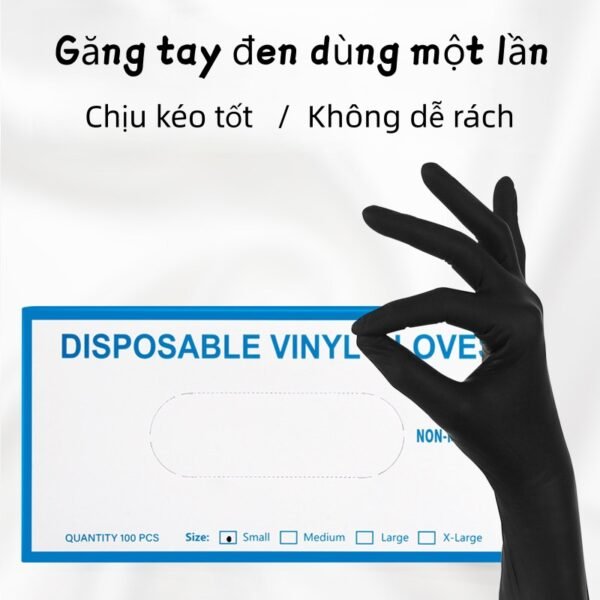 Găng Tay Đen Dùng Một Lần Vinyl - Chịu Kéo Tốt, Không Dễ Rách